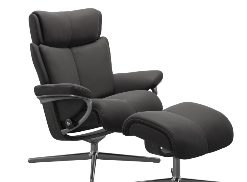 Кресло-реклайнер с пуфом Stressless Magic(M) Cross
