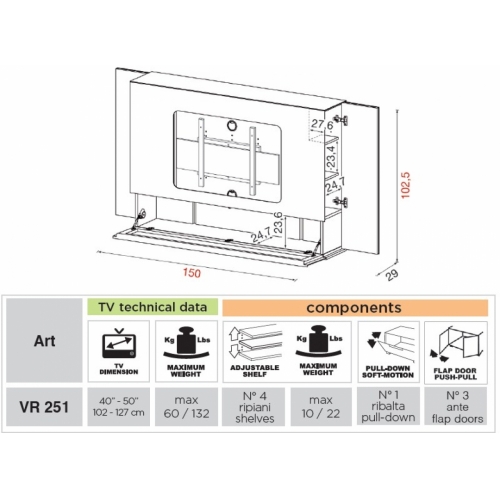 Мебель для ТВ MUNARI VERONA VR190BIO+VR250BIO